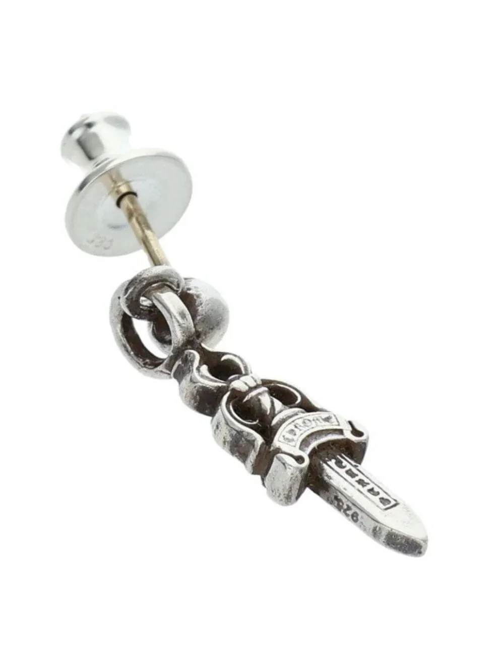 Chrome Hearts Drp Stck Dggr Stack Dugger Drop Silver Earrings